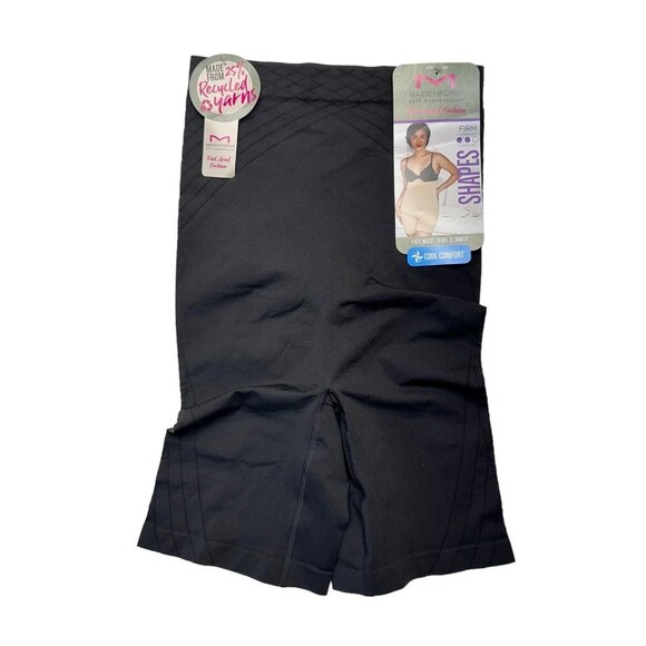 Maidenform Cool Comfort High Waist Firm Shaping Shorts SZ M  Black Recycled Yarn - Picture 2 of 10